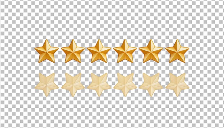 PSD el icono de la reseña de cinco estrellas es dorado