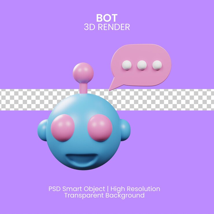 PSD icono de robot. diseño de signo de bot. concepto de símbolo de chatbot. bot de servicio de soporte de voz. ilustración 3d