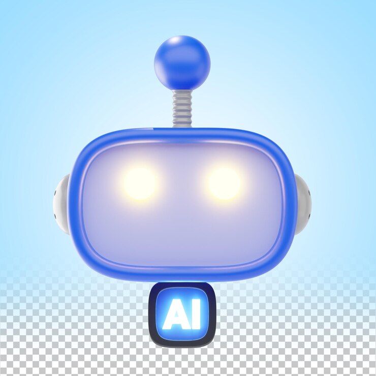 PSD icono de robot futurista 3d avanzado con características de tecnología de inteligencia artificial inteligente