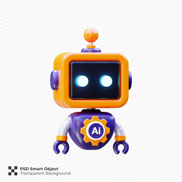 PSD icono de robot de inteligencia artificial 3d render ilustración aislada premium psd