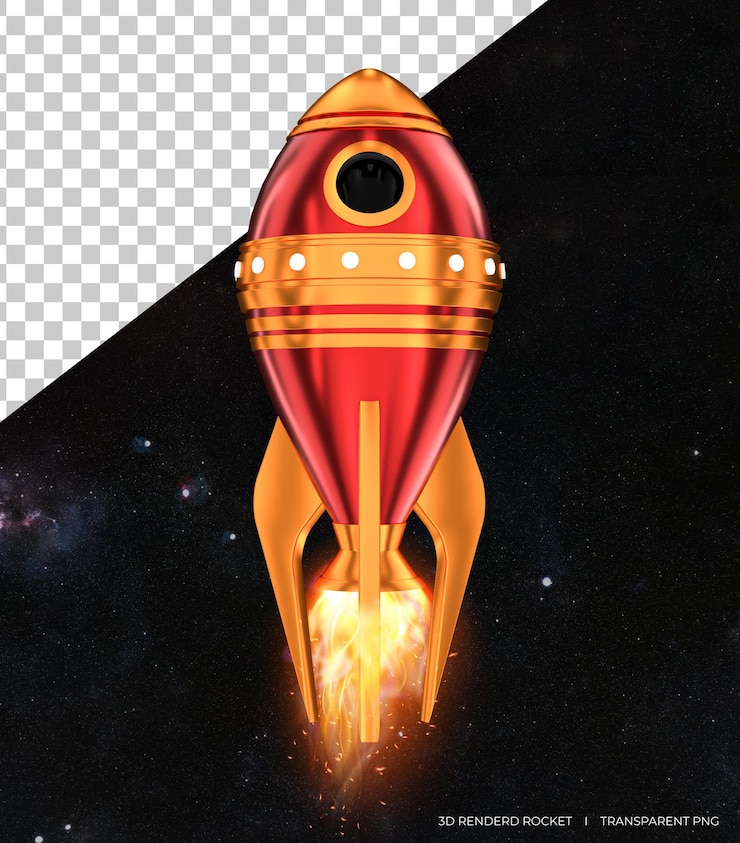 PSD ícono de rocket 3d rocket lanzó el concepto