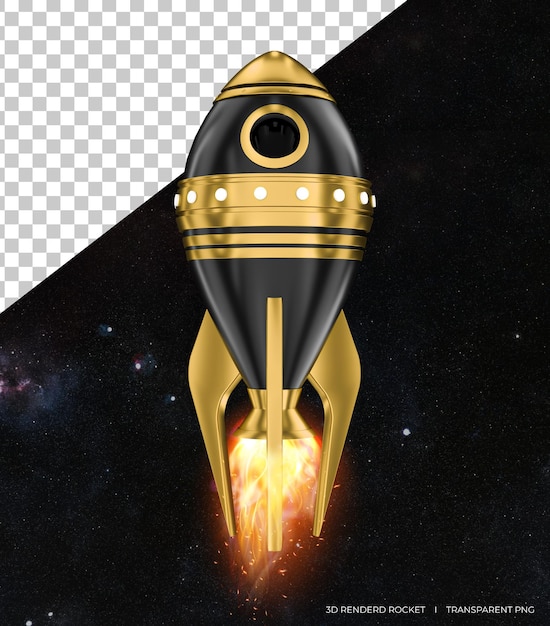 PSD Ícono de rocket 3d rocket lanzó el concepto