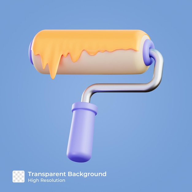 Icono de rodillo de pintura 3d ilustración aislado premium psd