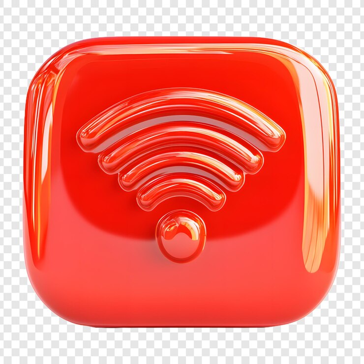 PSD el icono rojo del logotipo wi-fi png aislado en un fondo transparente