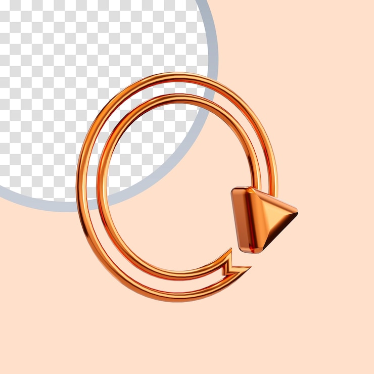 PSD icono de rotación de flecha brillante realista concepto de renderizado 3d para actualizar la búsqueda y dirección de recarga