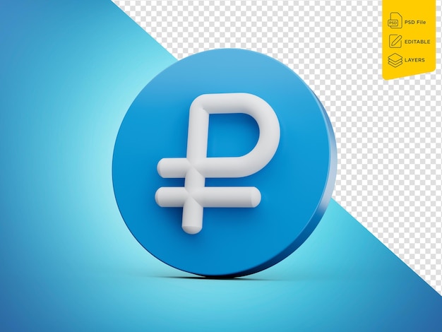 Icono De Rublo Azul Aislado Sobre Fondo Azul Ilustración 3D