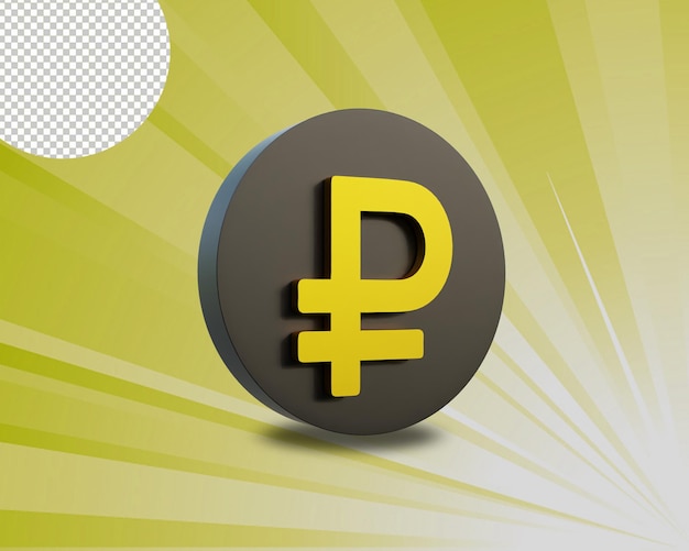Icono de rublo rsuuian de renderizado 3d