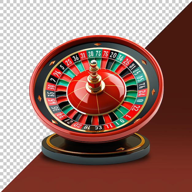 El icono de la rueda del casino 3D en vista lateral