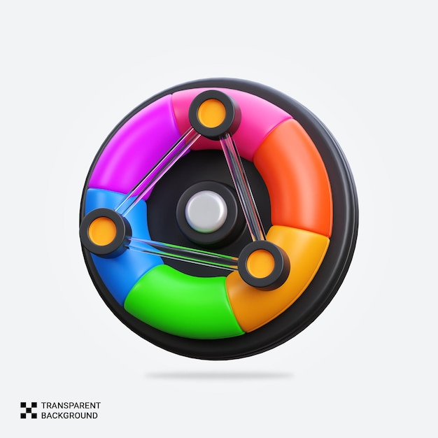 PSD el icono de la rueda de colores del renderizador psd 3d