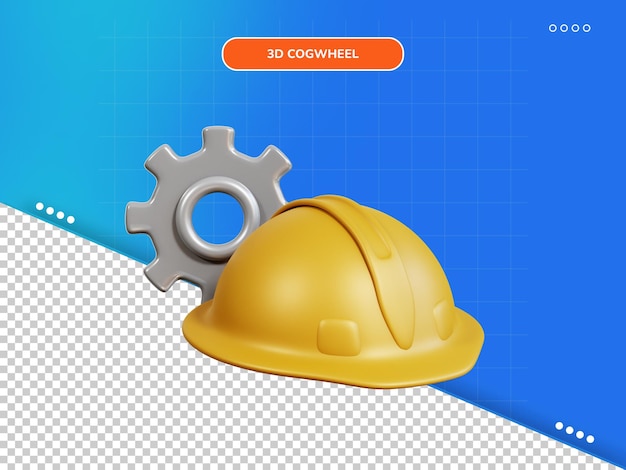 Icono de la rueda dentada en 3d