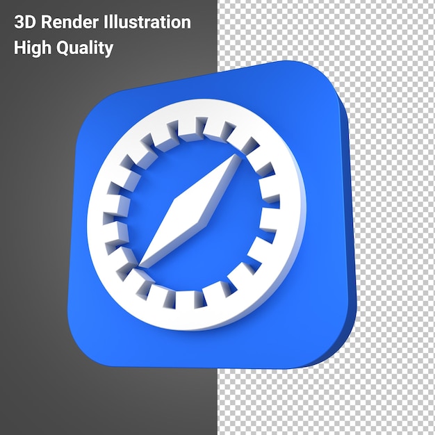 Icono de safari de manzana en render 3d