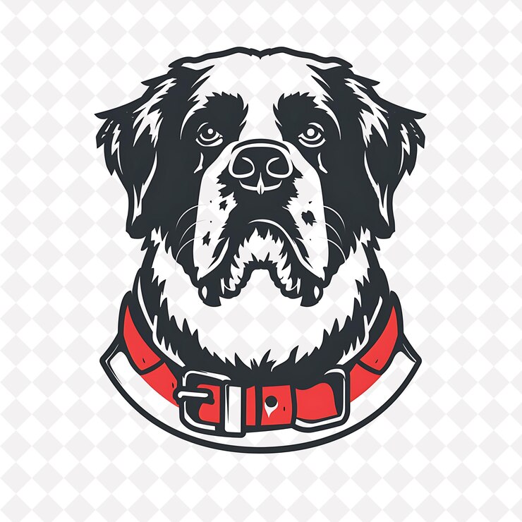 PSD icono de san bernardo imponente cara de perro con un collar de barril una ilustración diseño artístico vectorial de animales