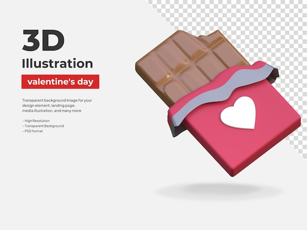 Icono de san valentín de chocolate día de san valentín ilustración 3d