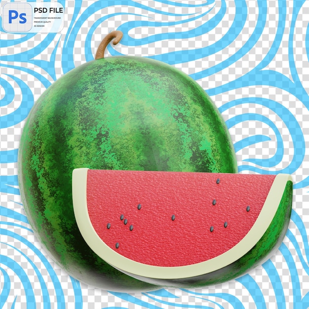Icono de sandía 3D aislado Ilustración PNG plantilla PSD