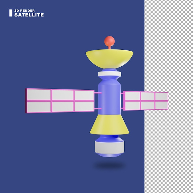 PSD icono de satélite de renderizado 3d