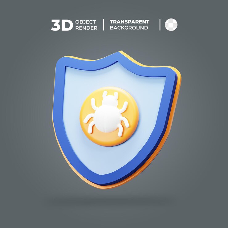 PSD icono de seguridad 3d infectado por virus