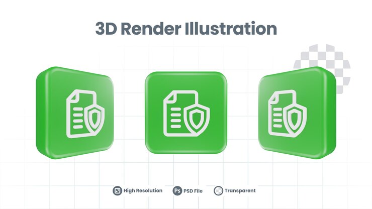 PSD icono de seguridad de archivo de representación 3d para promoción de redes sociales de aplicaciones móviles web