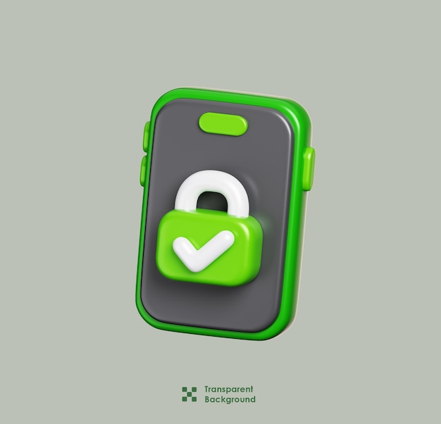 PSD icono de seguridad de teléfono móvil con señal de protección de candado ilustración 3d