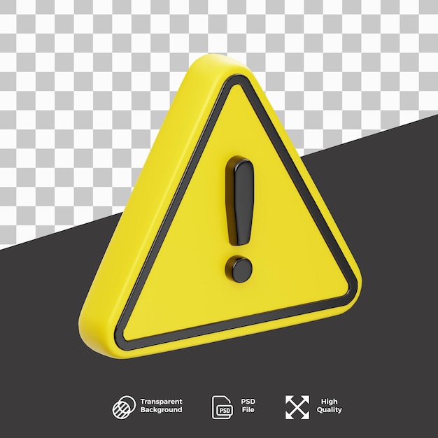 Icono de señal de advertencia amarilla de alta calidad con archivo PSD