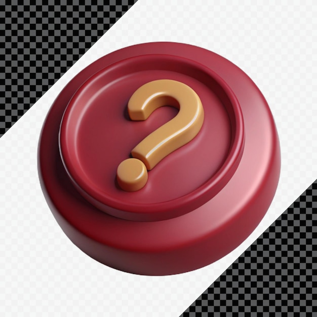 Icono de señal de pregunta 3D en el círculo rojo
