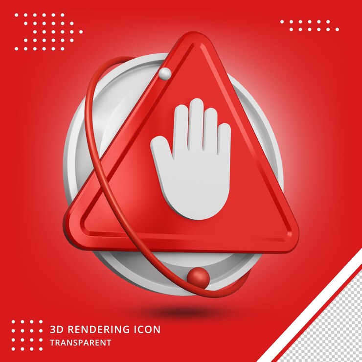 PSD icono de señal de stop en 3d rendering aislado