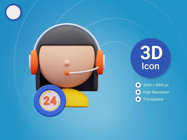 Icono de servicio 24 horas 3d