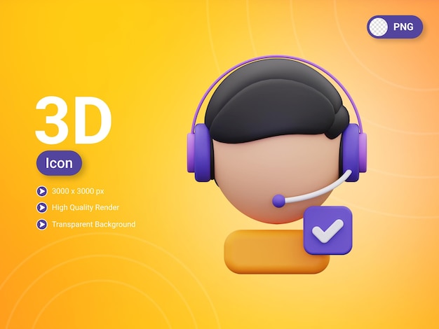 Icono de servicio al cliente en 3D