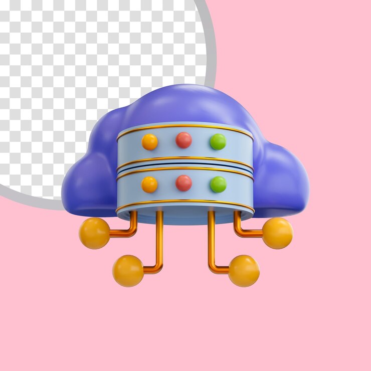PSD icono de servicio de almacenamiento en la nube concepto de renderización 3d para almacenamiento de archivos de datos y servicio para compartir