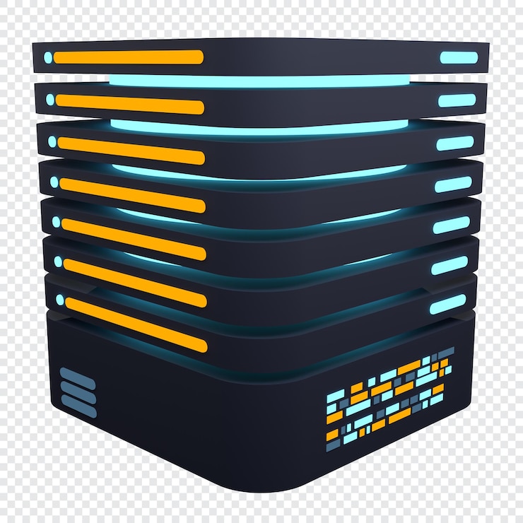 PSD ícono de servidor 3d servidor de computadora ícono de procesamiento 3d computación en la nube ilustración de procesamiento 3d