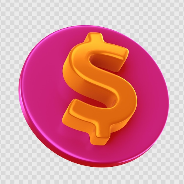 Icono de signo de dólar 3d