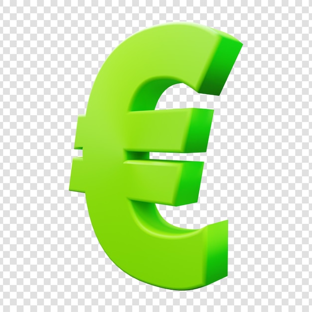 Ícono del signo del euro aislado sobre un fondo transparente