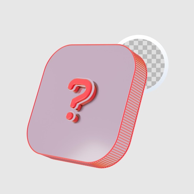 Icono de signo de interrogación 3d fondo transparente PSD Premium