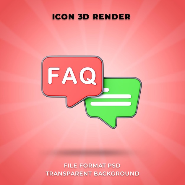 Icono de signo de interrogación aislado 3d render ilustración