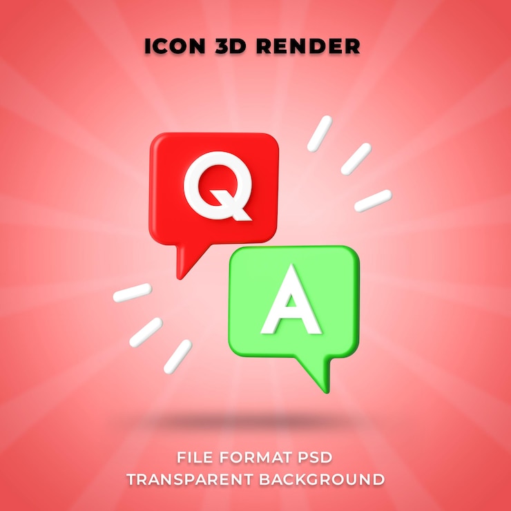 PSD icono de signo de interrogación aislado 3d render ilustración