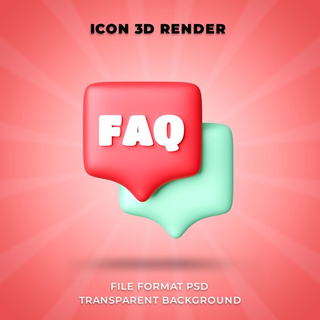 Icono de signo de interrogación aislado 3d render ilustración