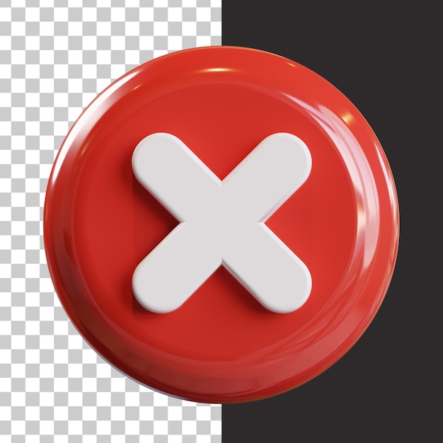 icono de signo de marca cruzada icono 3d de signo no aprobado