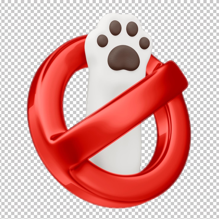 PSD icono de signo prohibido para mascotas en 3d con fondo transparente