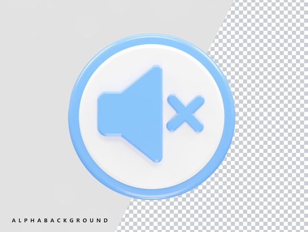 PSD icono de silencio ilustración de renderizado 3d