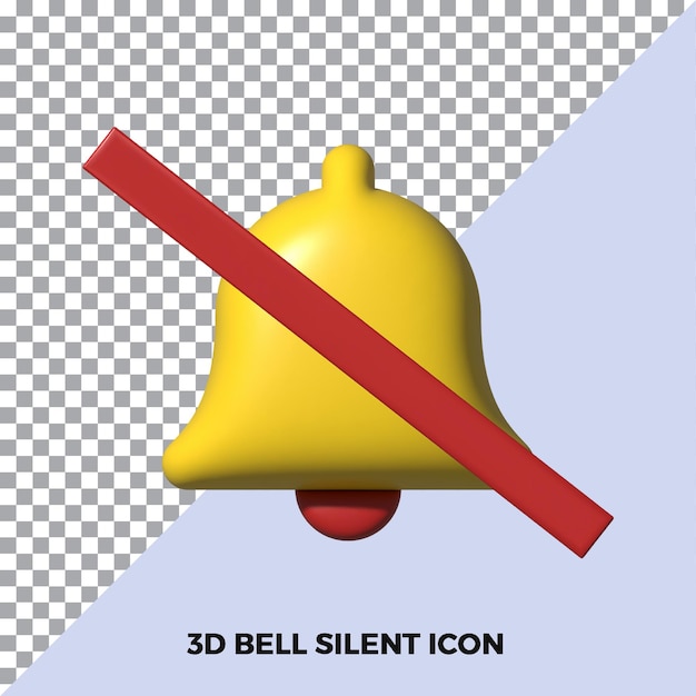 Icono de silencio de notificación de campana 3d aislado