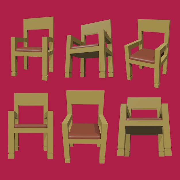 Icono de silla de madera en 3d