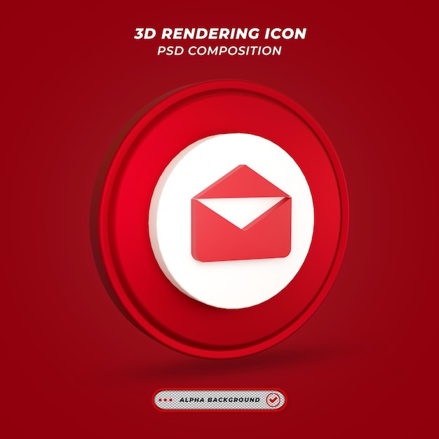 Icono de símbolo de correo en representación 3d