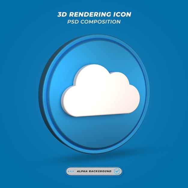 Icono de símbolo de nube en representación 3d