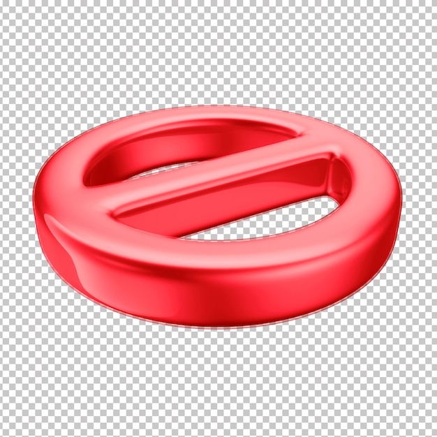 Icono de símbolo prohibido en 3D con fondo transparente