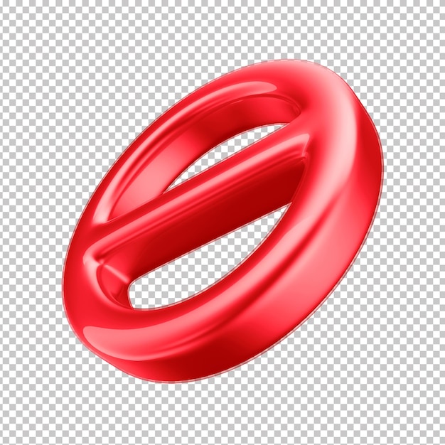 Icono de símbolo prohibido en 3D con fondo transparente
