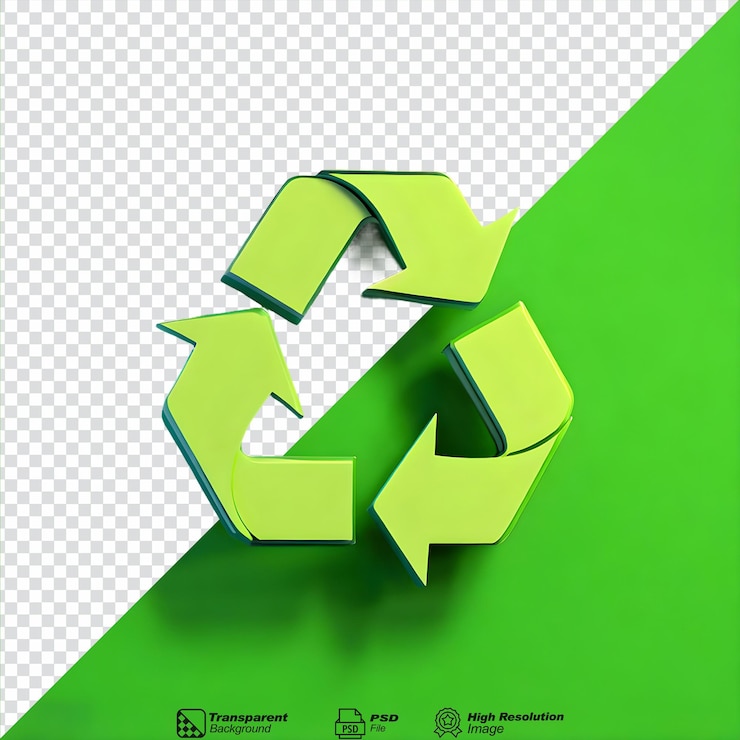 PSD el icono del símbolo de reciclaje 3d aislado en un fondo transparente