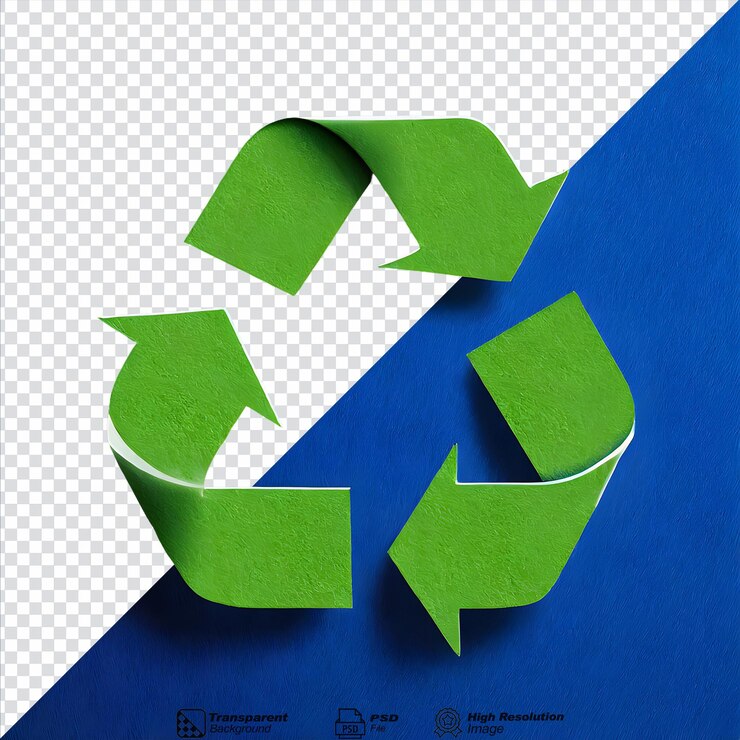 PSD el icono del símbolo de reciclaje 3d aislado en un fondo transparente