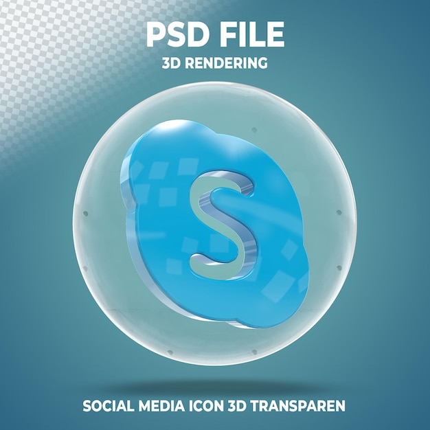 PSD icono de skype 3d con estilo de vidrio