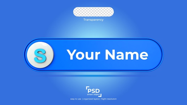 Icono de Skype mejor representación 3D sobre fondo aislado con azul