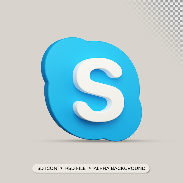 PSD icono de skypee en representación 3d