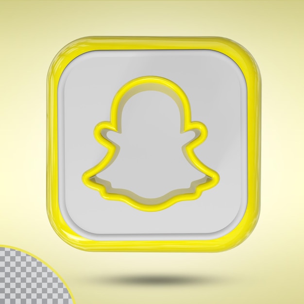 Icono de snapchat cuadrado de estilo 3d